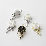 Alloy Plating 3D Pearl Rose Pendant DIY Earrings Necklace