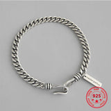 S925 Sterling Silver Bracelet Cold Wind Retro Chain Tag Bracelet