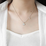 S925 Sterling Silver Round Bead Chain Necklace with Micro-set Zircon