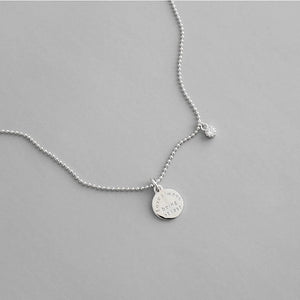 S925 Sterling Silver Round Bead Chain Necklace with Micro-set Zircon