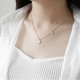 S925 Sterling Silver Round Bead Chain Necklace with Micro-set Zircon