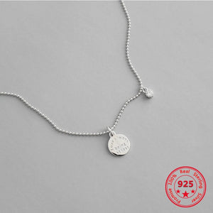 S925 Sterling Silver Round Bead Chain Necklace with Micro-set Zircon
