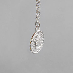Vintage Style S925 Sterling Silver Coin Pendant Necklace