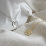 Vintage Style S925 Sterling Silver Coin Pendant Necklace
