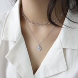 Vintage Style S925 Sterling Silver Coin Pendant Necklace