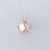 S925 Sterling Silver Starfish Shell Pendant Ocean Style Necklace