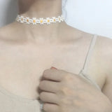 Small Fresh Daisy Lace Hand Weaving Sweet Flowers Necklace