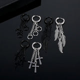 Tassel Chain Feather Stainless Steel Earrings