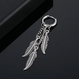 Tassel Chain Feather Stainless Steel Earrings