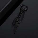 Tassel Chain Feather Stainless Steel Earrings