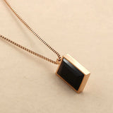 Gold-Plated Square Gemstone Pendant Necklace