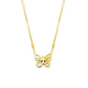 Zircon Butterfly Pendant Necklace Women's Titanium Steel Plated 18K