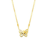Zircon Butterfly Pendant Necklace Women's Titanium Steel Plated 18K
