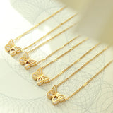 Zircon Butterfly Pendant Necklace Women's Titanium Steel Plated 18K