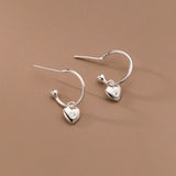 Retro Style 925 Silver Diamond Heart Earrings
