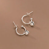 Retro Style 925 Silver Diamond Heart Earrings