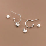 Retro Style 925 Silver Diamond Heart Earrings