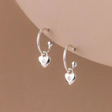Retro Style 925 Silver Diamond Heart Earrings