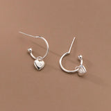 Retro Style 925 Silver Diamond Heart Earrings