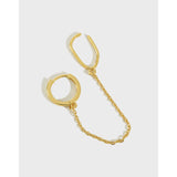 S925 Geometric Square Chain Tassel Ear Buckle Silver Earrings