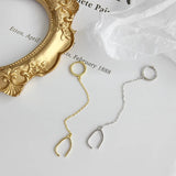 S925 Geometric Square Chain Tassel Ear Buckle Silver Earrings