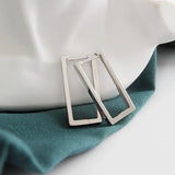 Geometric Square Silver Earrings Female Personality