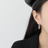 Geometric Square Silver Earrings Female Personality