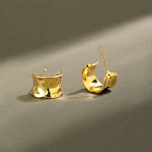 S925 Silver Earrings Ins2021 Concave Convex Wide Face Female Earrings