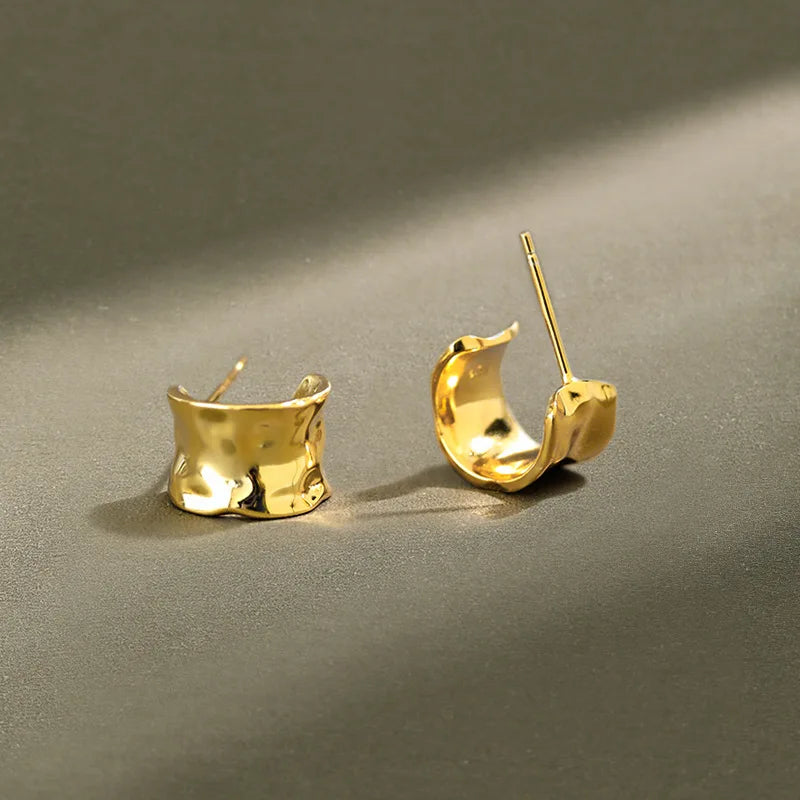 S925 Silver Earrings Ins2021 Concave Convex Wide Face Female Earrings