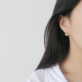 S925 Concave Convex Geometric Female Earrings Student Silver