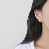 S925 Concave Convex Geometric Female Earrings Student Silver