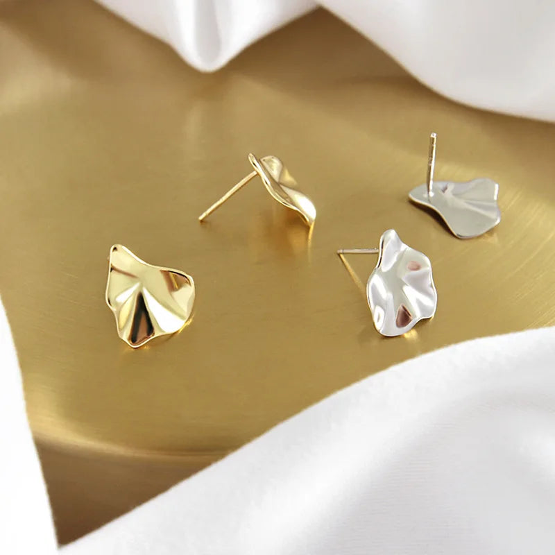 S925 Concave Convex Geometric Female Earrings Student Silver