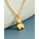 S925 Sterling Silver Cartoon Bear Doll Necklace for Women