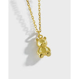 S925 Sterling Silver Cartoon Bear Doll Necklace for Women