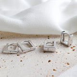 Square Earrings S925 Sterling Silver Personalized Student Jewelry