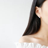 Geometric Square Zircon Earrings - Silver Jewelry