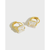 Geometric Square Zircon Earrings - Silver Jewelry