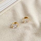 Geometric Square Zircon Earrings - Silver Jewelry
