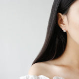 Geometric Square Zircon Earrings - Silver Jewelry