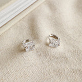 Geometric Square Zircon Earrings - Silver Jewelry