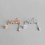 S925 Sterling Silver Asymmetric Leaf Earrings