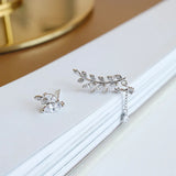S925 Sterling Silver Asymmetric Leaf Earrings