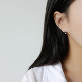 S925 Sterling Silver Geometric Oval Earrings Female Silver Jewelry