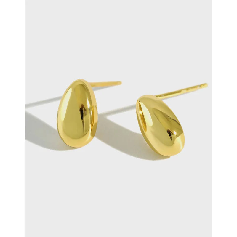 S925 Sterling Silver Geometric Oval Earrings Female Silver Jewelry