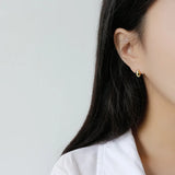 S925 Sterling Silver Geometric Oval Earrings Female Silver Jewelry