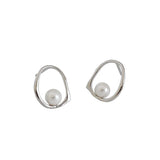 S925 Sterling Silver Hollow Geometric Shell Bead Earrings