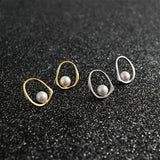 S925 Sterling Silver Hollow Geometric Shell Bead Earrings