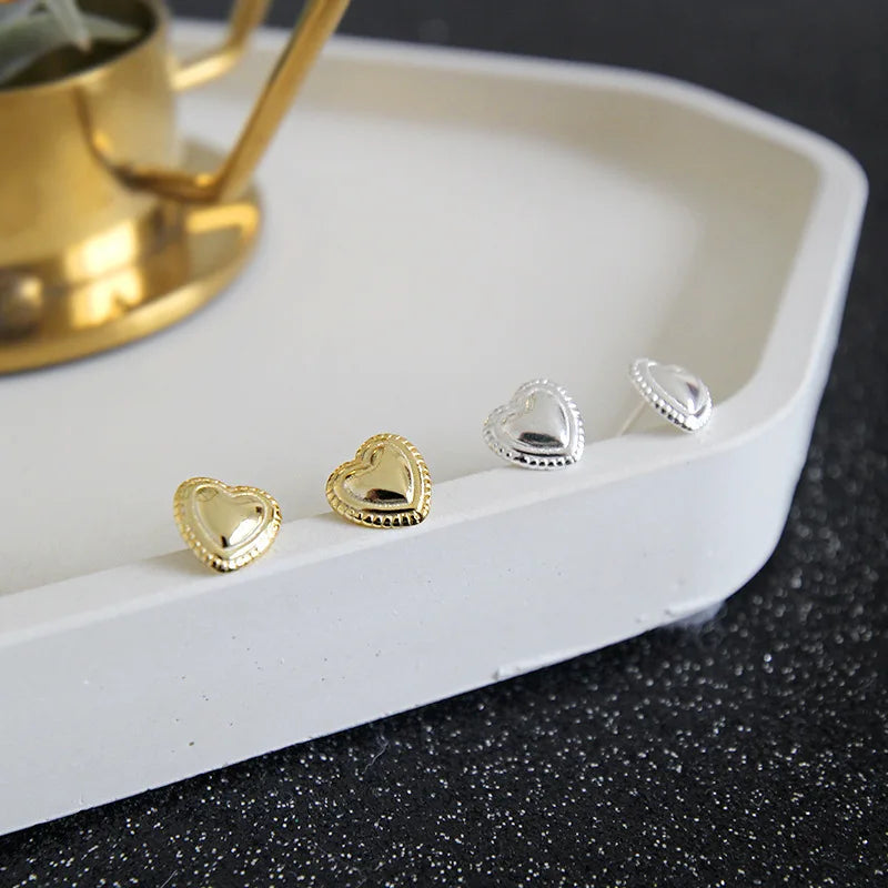 925 Silver Love Heart Earrings - Lovely Female Jewelry