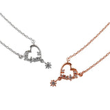 925 Silver Hollow Out Heart Zircon Pendant Necklace