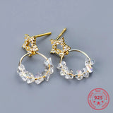 Silver 925 Women's Pentagram Zircon Stud Earrings